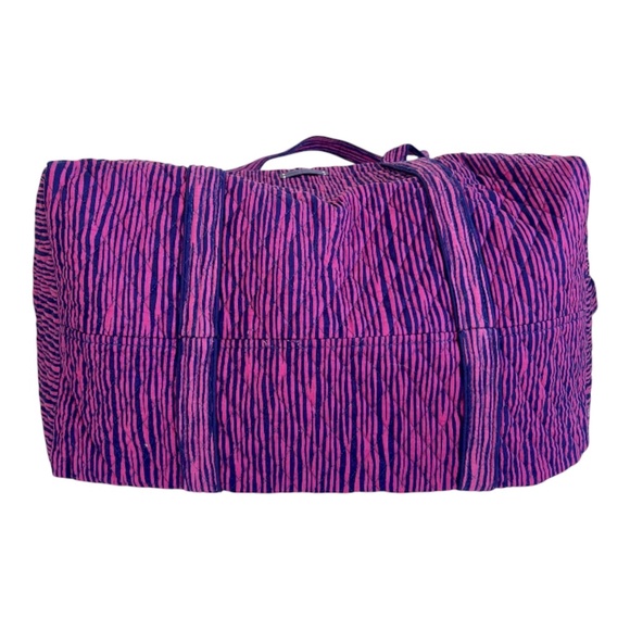 Vera Bradley Purple Quilted Extra Large Tote Bag Weekender Impressionista Stripe - Picture 2 of 8